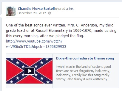 facebook post image, featuring a confederate flag