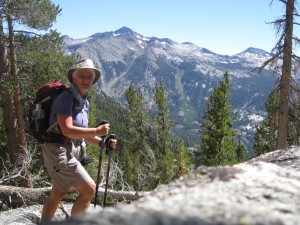 Sarah Douglas hiking in the Sierra Nevada.