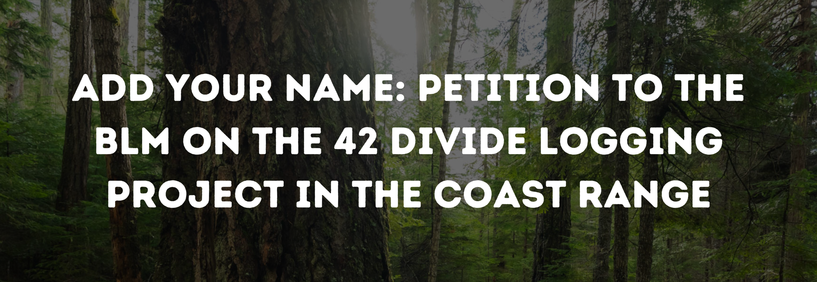 Add Your Name: Petition to the BLM on the 42 Divide Logging project in the Coast Range