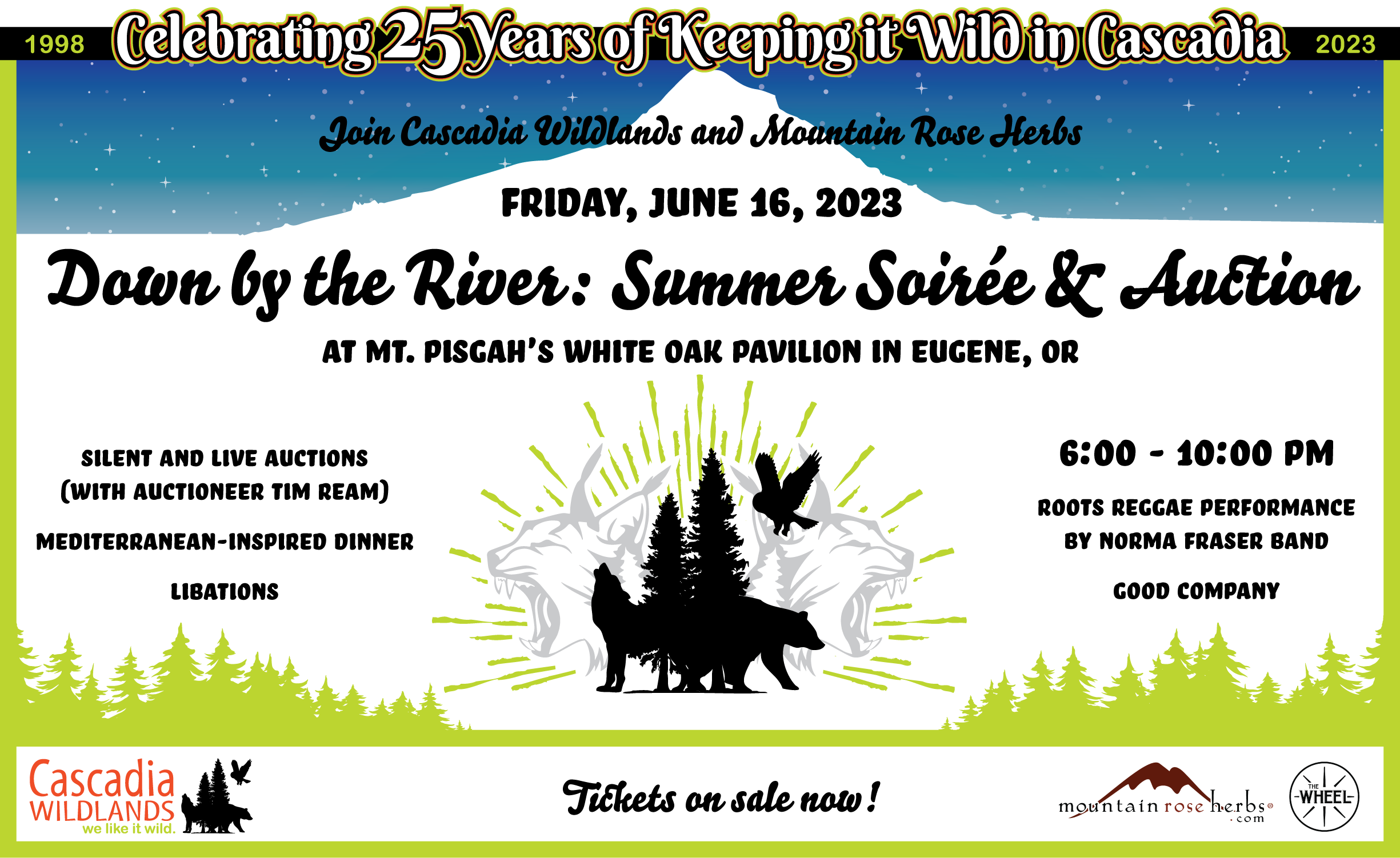 Cascadia Wildlands’ 25th Anniversary Celebration — Down by the River: Summer Soirée and Auction — June 16, 2023